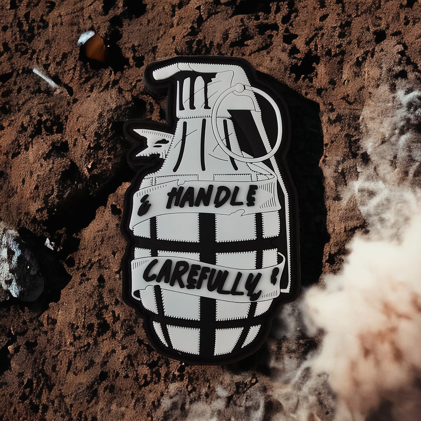 GITD Handle Carefully - 4"x 3" PVC Velcro Morale Patch