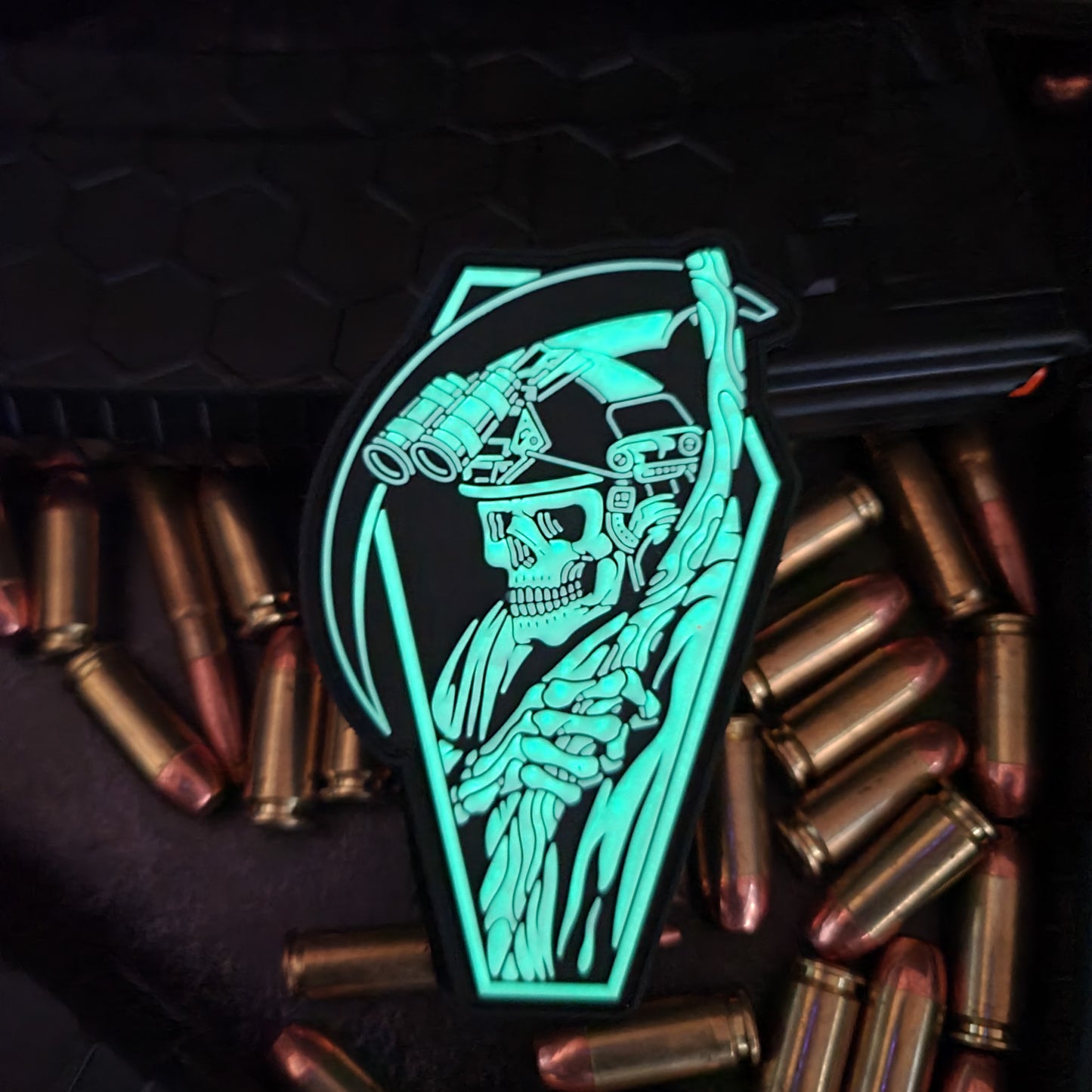 GITD Reaper - 4" x 3" PVC Velcro Morale Patch - Tango Foxtrot Official